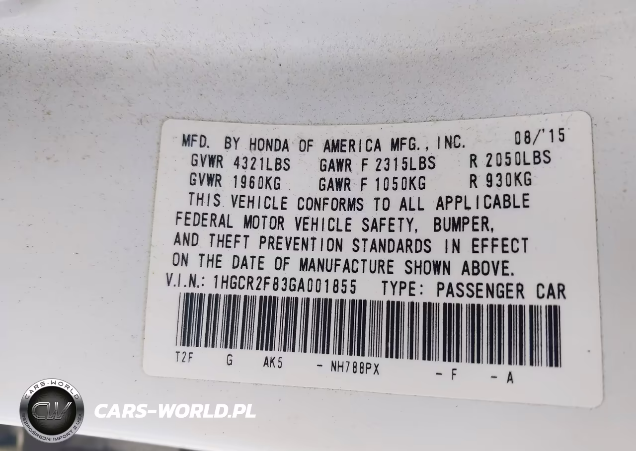 2016 Honda Accord Ex-L VIN:1HGCR2F83GA001855 - 9