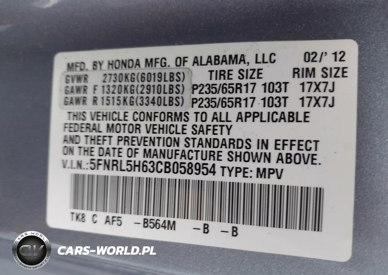 2012 Honda Odyssey Ex-L VIN:5FNRL5H63CB058954 - 9