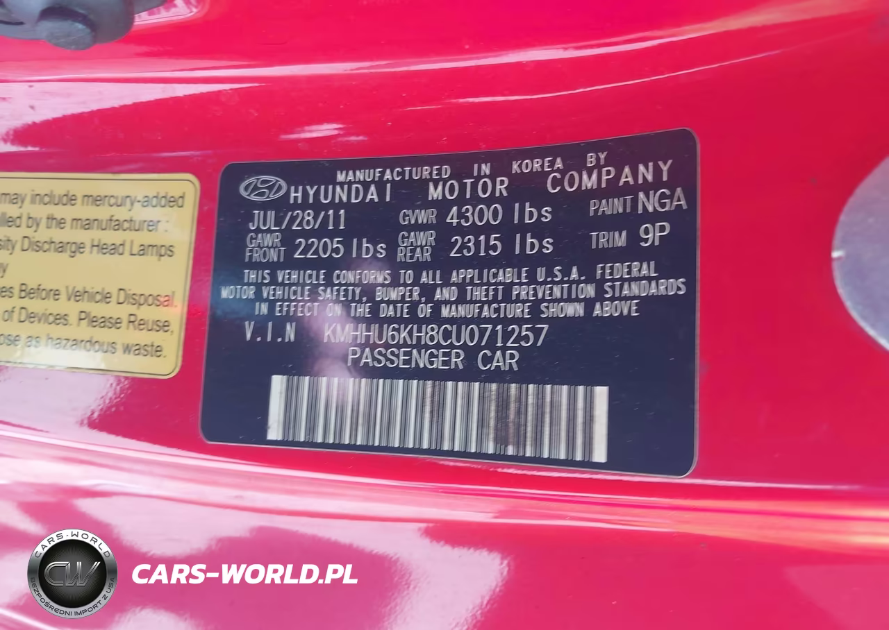 2012 Hyundai Genesis 3.8 Track VIN:KMHHU6KH8CU071257 - 9