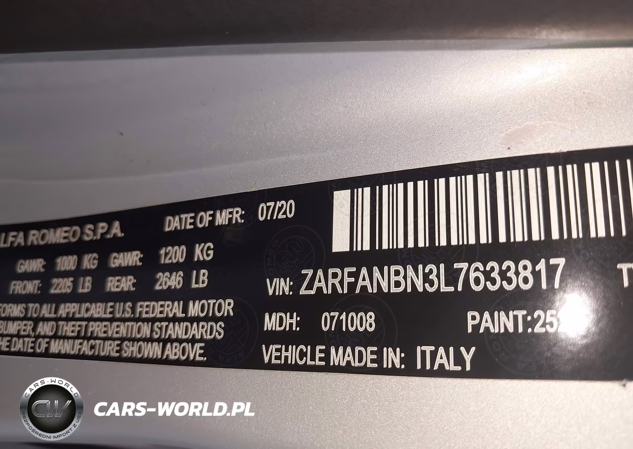 2020 Alfa Romeo Giulia Ti Sport Awd VIN:ZARFANBN3L7633817 - 9