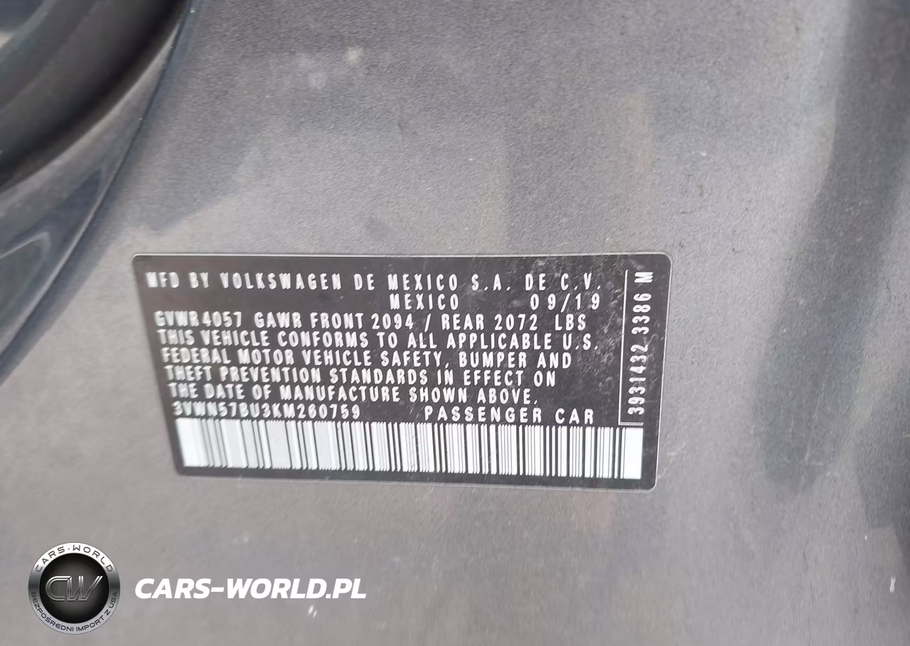 2019 Volkswagen Jetta 1.4T S VIN:3VWN57BU3KM260759 - 9