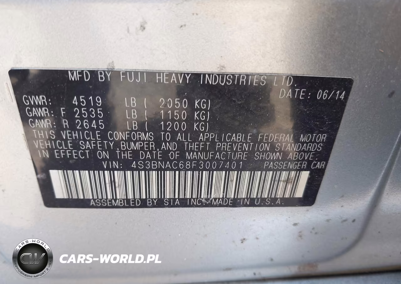 2015 Subaru Legacy 2.5I Premium VIN:4S3BNAC68F3007401 - 9