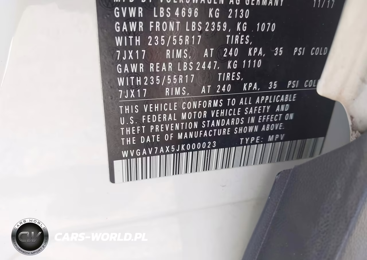 2018 Volkswagen Tiguan Limited 2.0T VIN:WVGAV7AX5JK000023 - 9