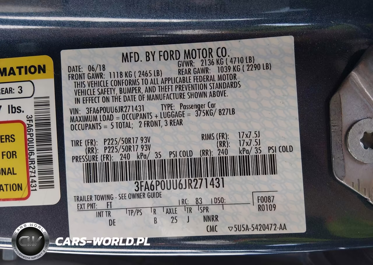 2018 Ford Fusion Hybrid S VIN:3FA6P0UU6JR271431 - 9