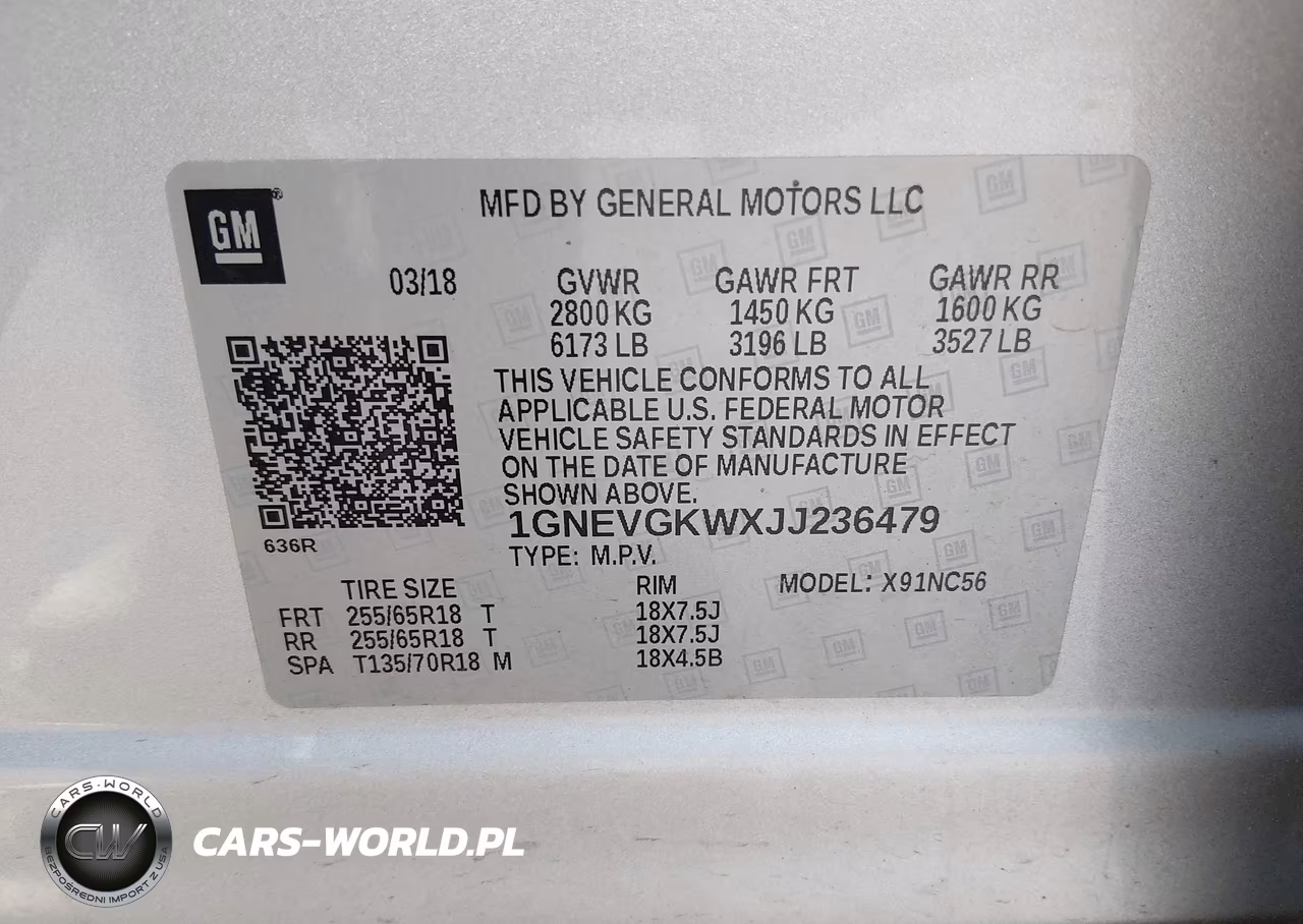 2018 Chevrolet Traverse 1Lt VIN:1GNEVGKWXJJ236479 - 9
