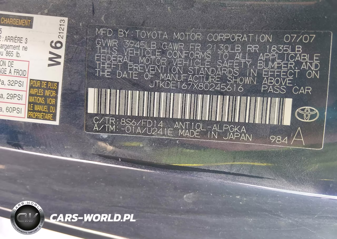 2008 Scion Tc VIN:JTKDE167X80245616 - 9