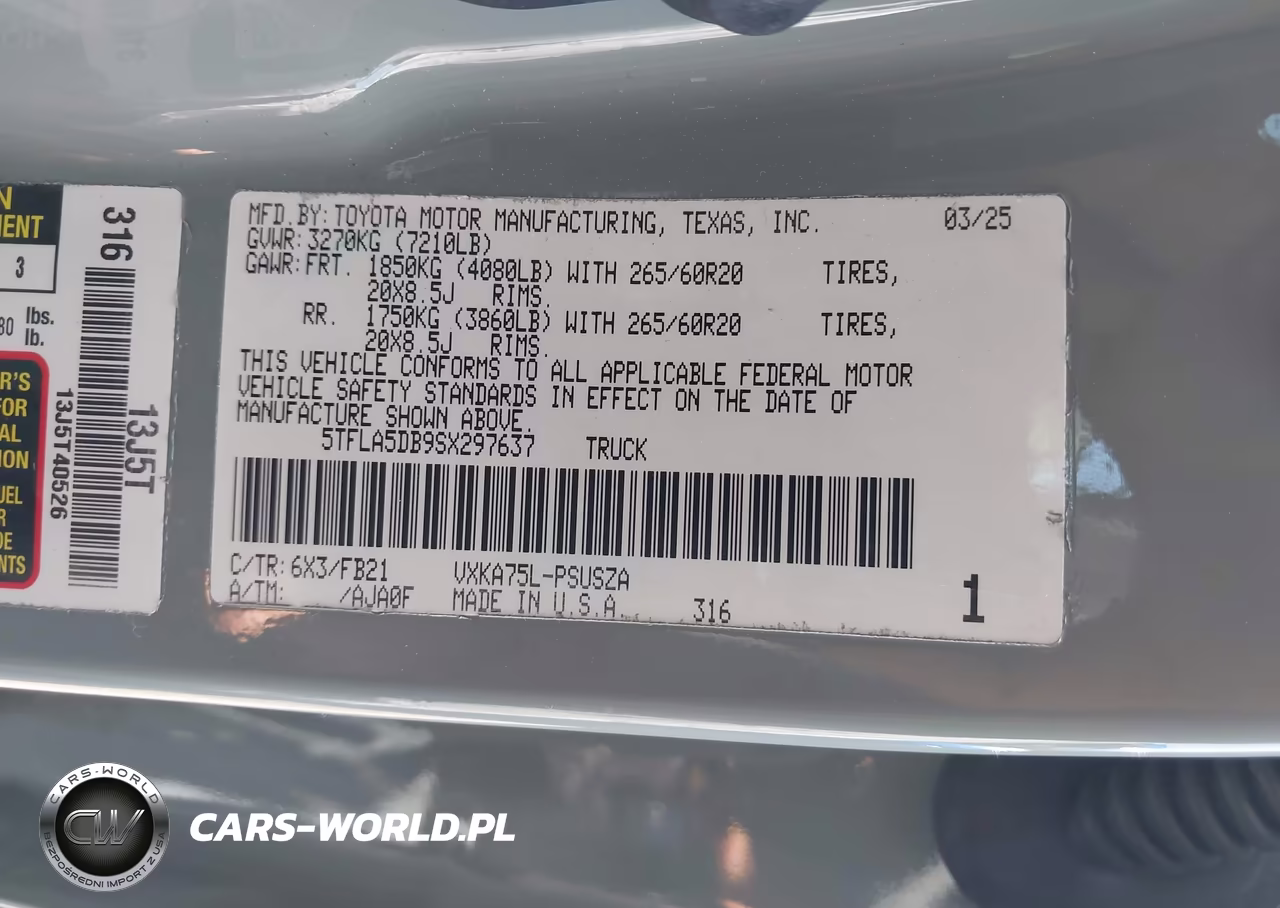 2025 Toyota Tundra Sr5 VIN:5TFLA5DB9SX297637 - 9