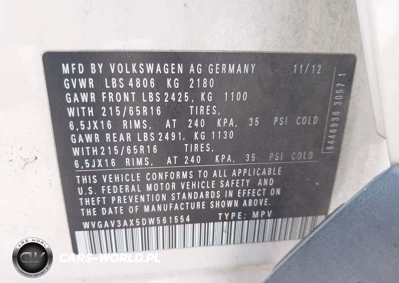 2013 Volkswagen Tiguan S VIN:WVGAV3AX5DW561554 - 9