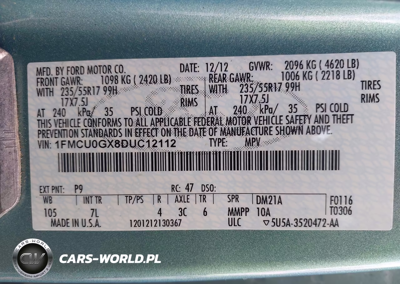 2013 Ford Escape Se VIN:1FMCU0GX8DUC12112 - 9