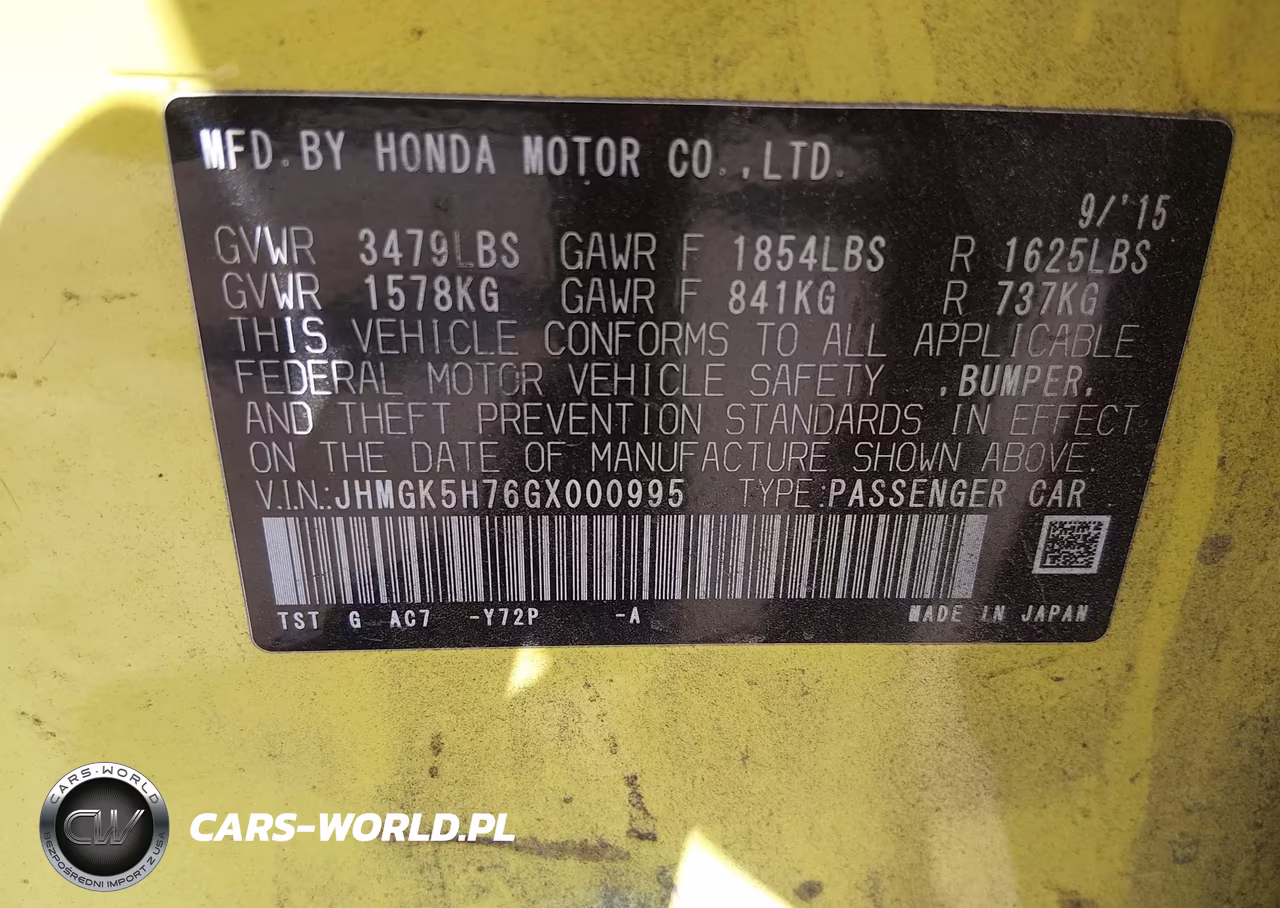 2016 Honda Fit Ex VIN:JHMGK5H76GX000995 - 9
