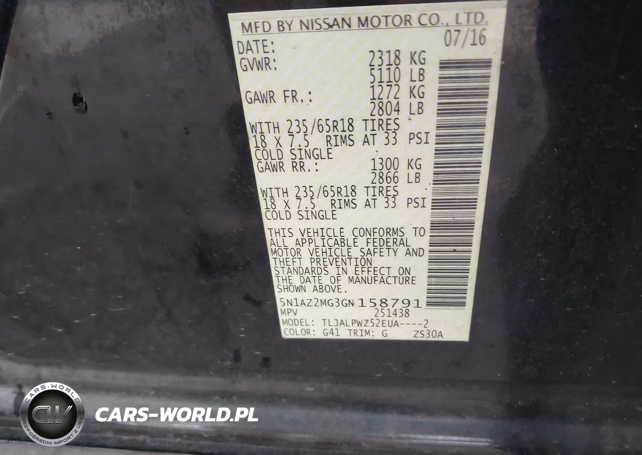 2016 Nissan Murano S VIN:5N1AZ2MG3GN158791 - 9