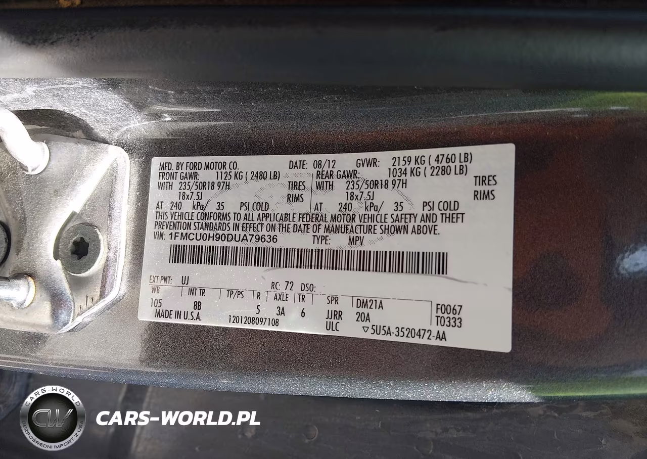 2013 Ford Escape Sel VIN:1FMCU0H90DUA79636 - 9