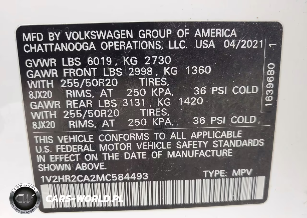 2021 Volkswagen Atlas 3.6L V6 Se W-Technology VIN:1V2HR2CA2MC584493 - 9