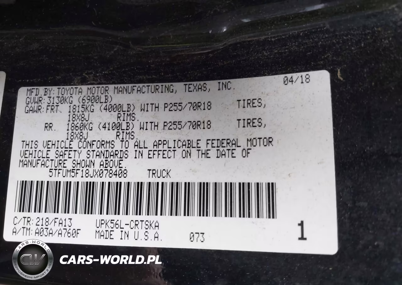 2018 Toyota Tundra Sr 4.6L V8 VIN:5TFUM5F18JX078408 - 9