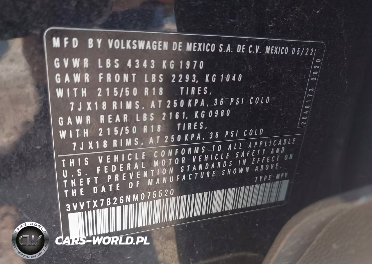 2022 Volkswagen Taos 1.5T Se VIN:3VVTX7B26NM075520 - 9
