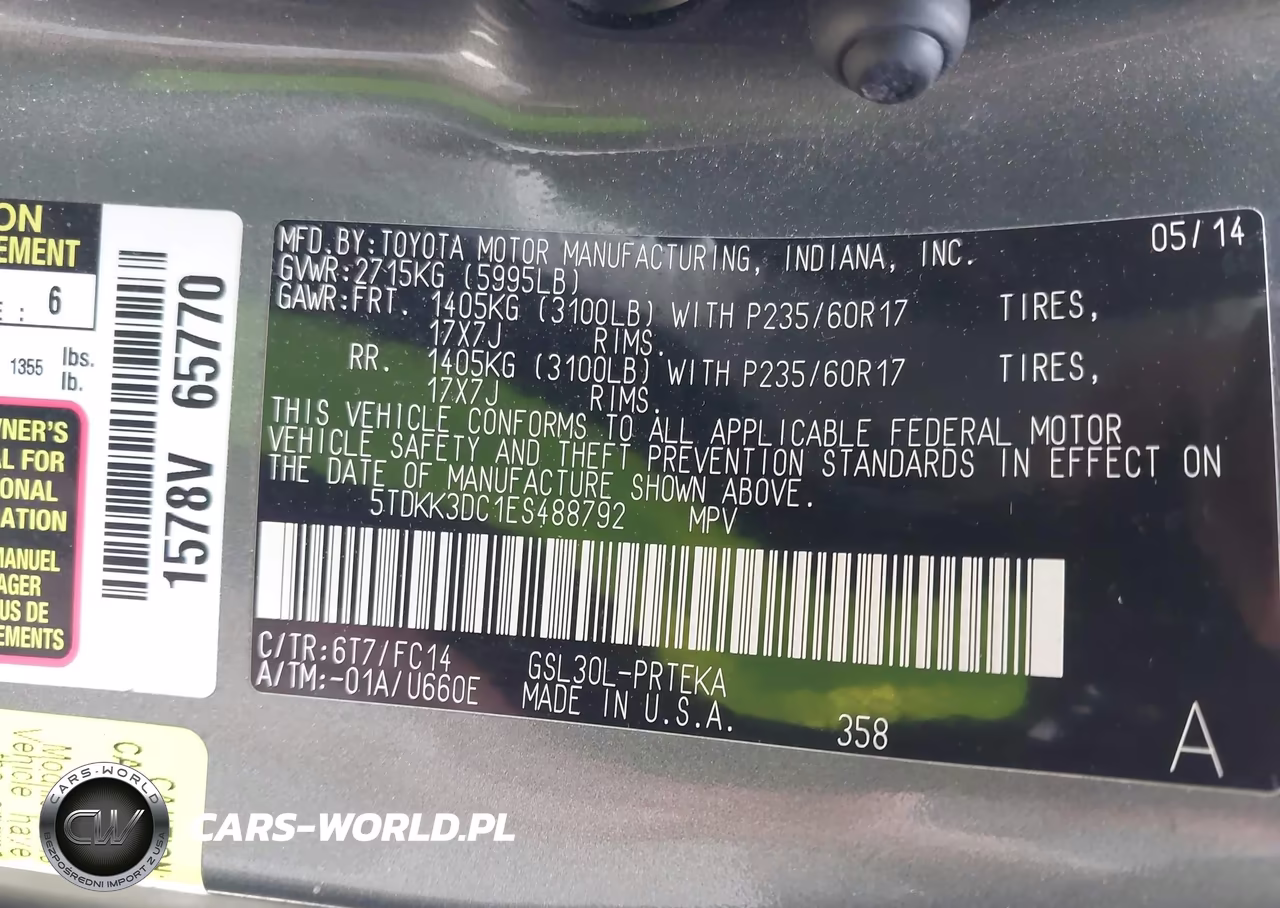2014 Toyota Sienna Le V6 8 Passenger VIN:5TDKK3DC1ES488792 - 9