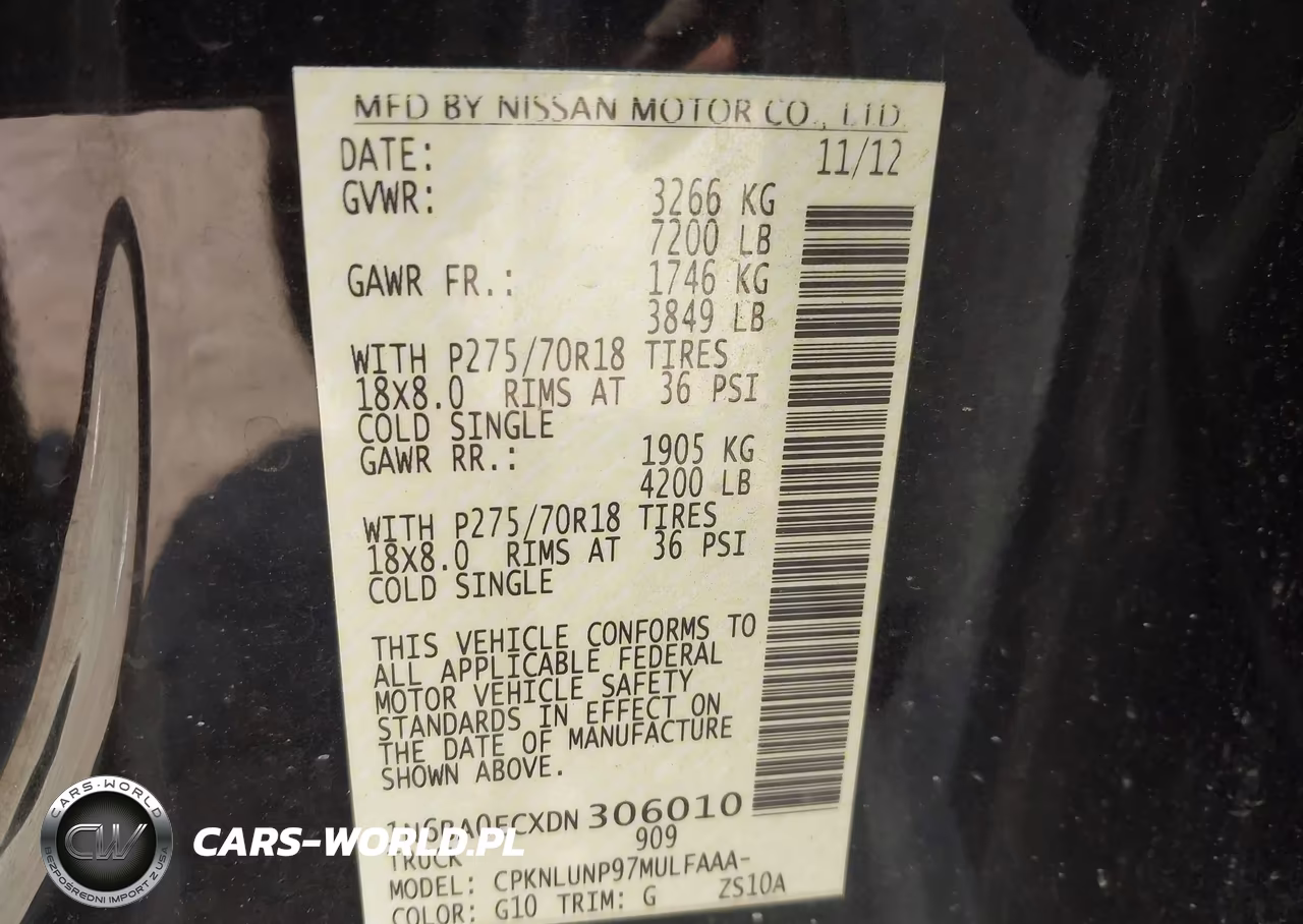 2013 Nissan Titan Pro-4X VIN:1N6BA0ECXDN306010 - 9