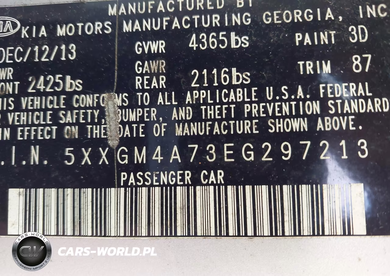 2014 Kia Optima Lx VIN:5XXGM4A73EG297213 - 9