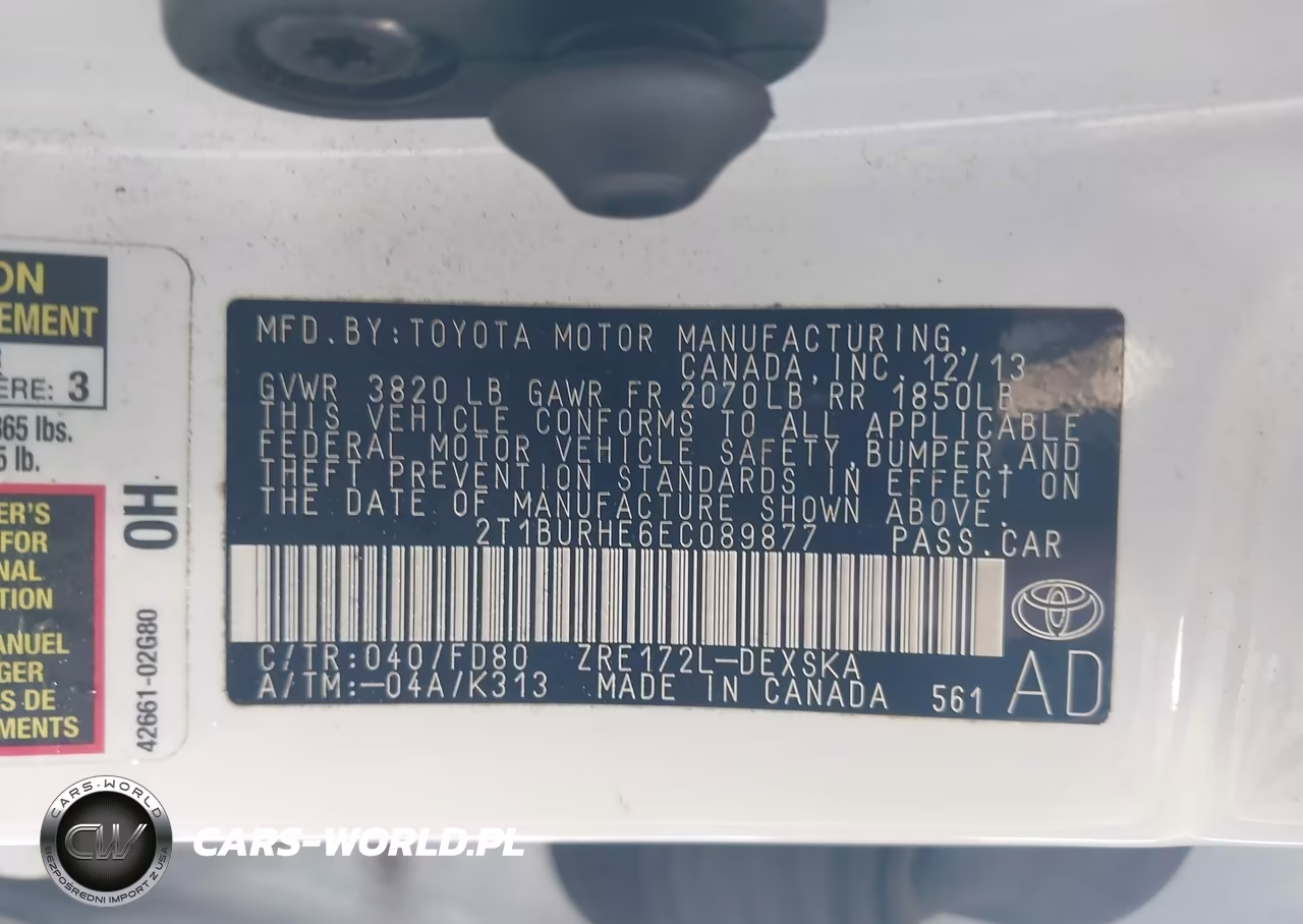 2014 Toyota Corolla S Plus VIN:2T1BURHE6EC089877 - 9