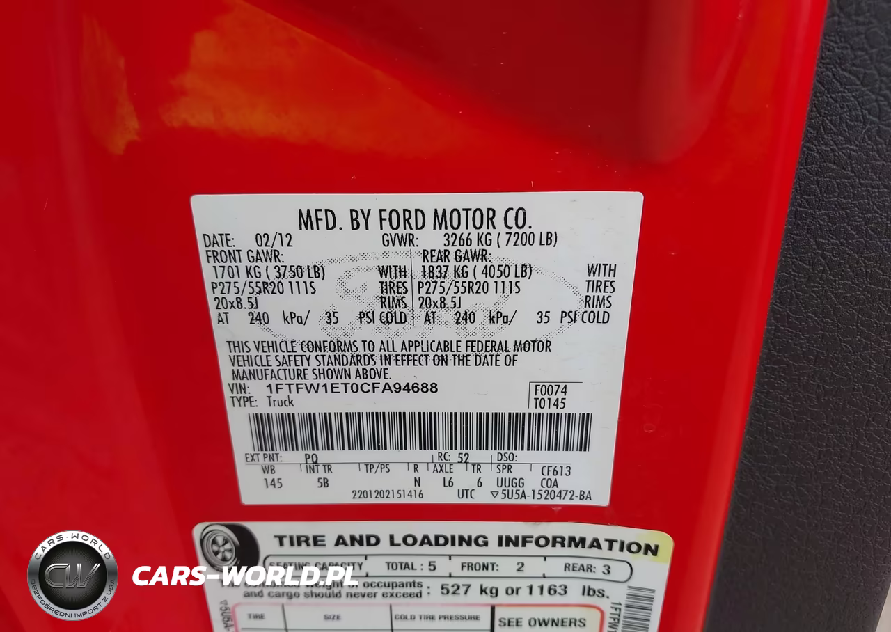 2012 Ford F-150 Fx4 VIN:1FTFW1ET0CFA94688 - 9