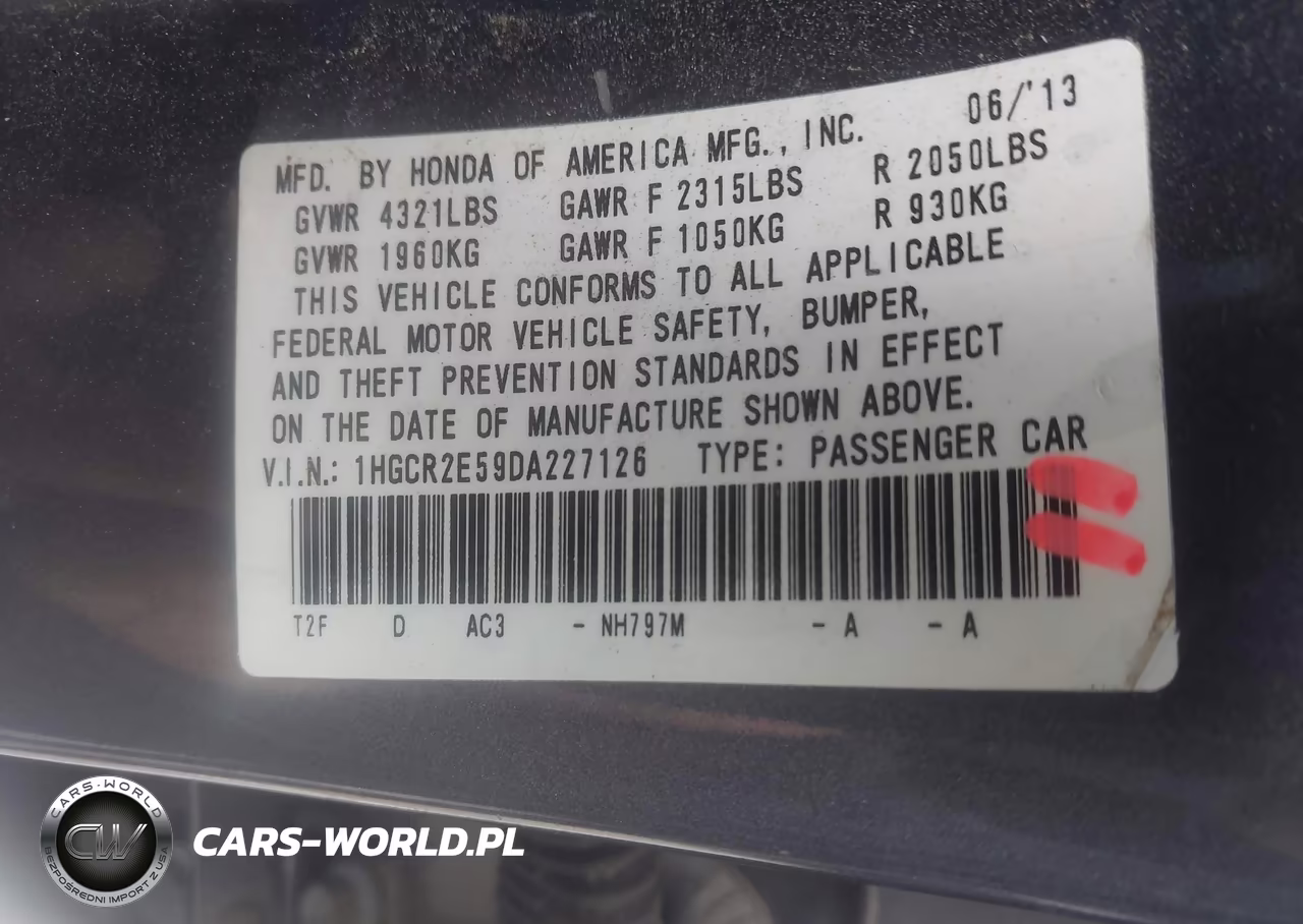2013 Honda Accord Sport VIN:1HGCR2E59DA227126 - 9