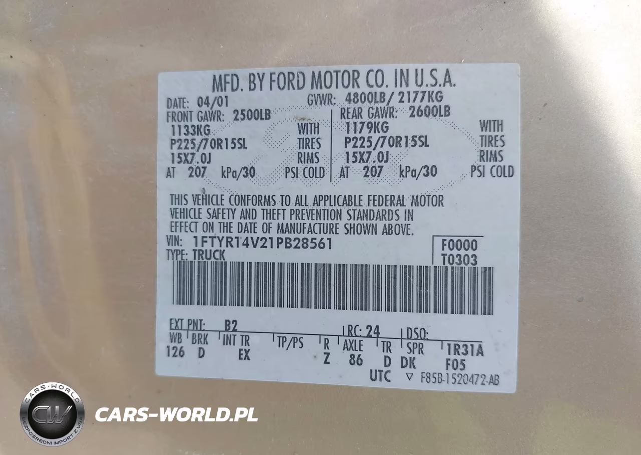 2001 Ford Ranger Edge-Xl-Xlt VIN:1FTYR14V21PB28561 - 9
