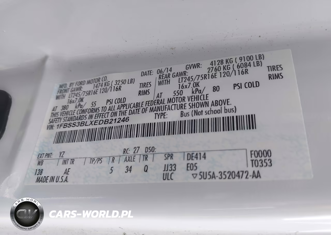 2014 Ford E-350 Super Duty Xl VIN:1FBSS3BLXEDB21246 - 9