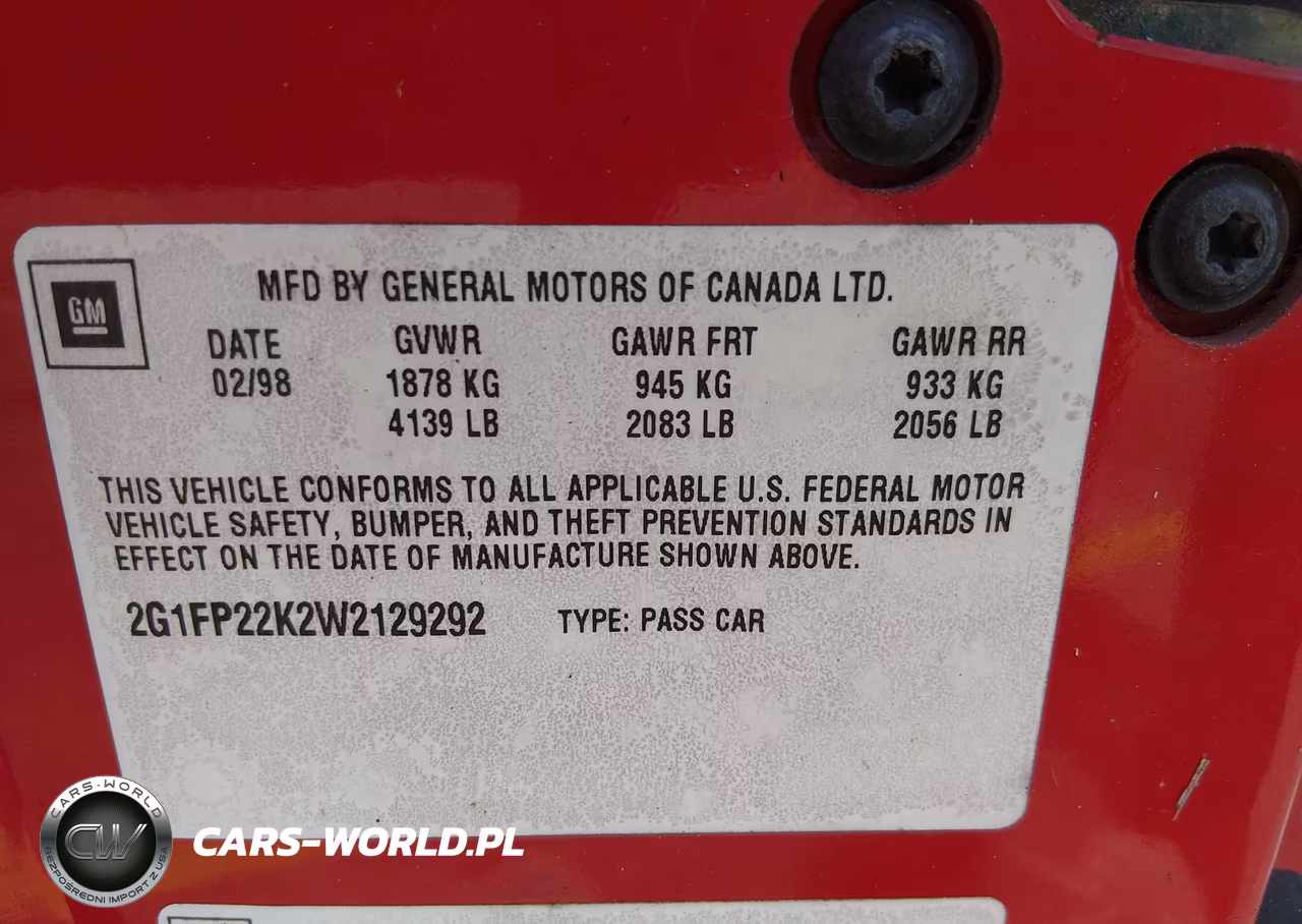 1998 Chevrolet Camaro VIN:2G1FP22K2W2129292 - 9
