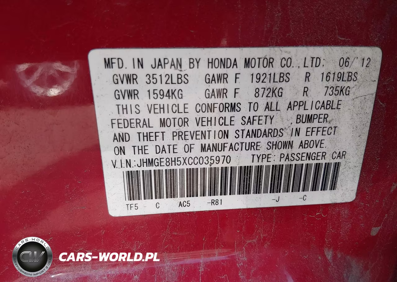 2012 Honda Fit Sport VIN:JHMGE8H5XCC035970 - 9