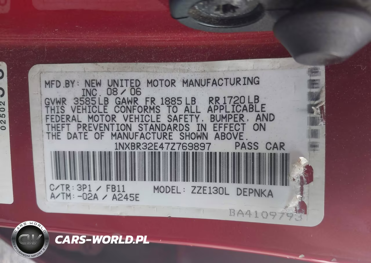 2007 Toyota Corolla Le VIN:1NXBR32E47Z769897 - 9