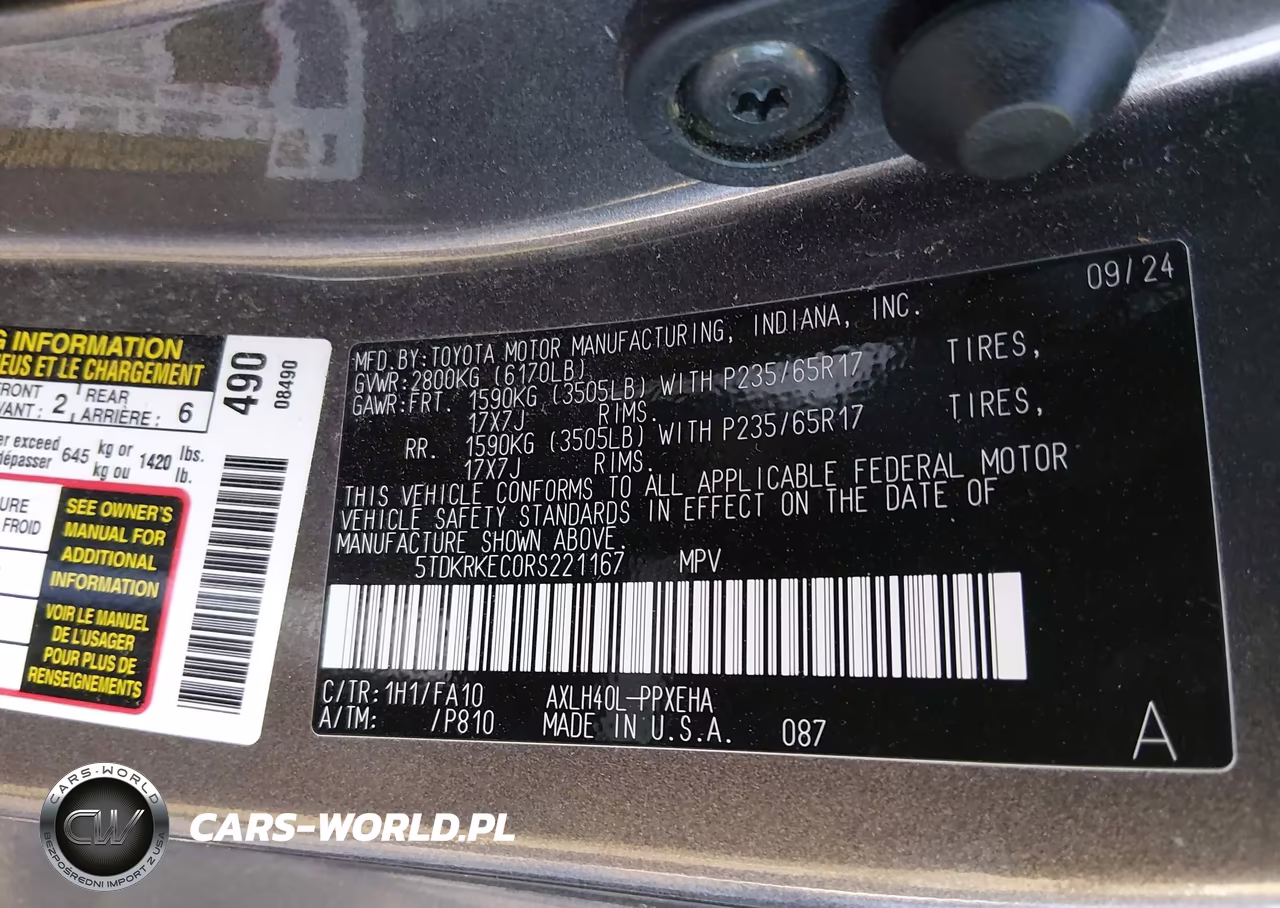 2024 Toyota Sienna Le VIN:5TDKRKEC0RS221167 - 9