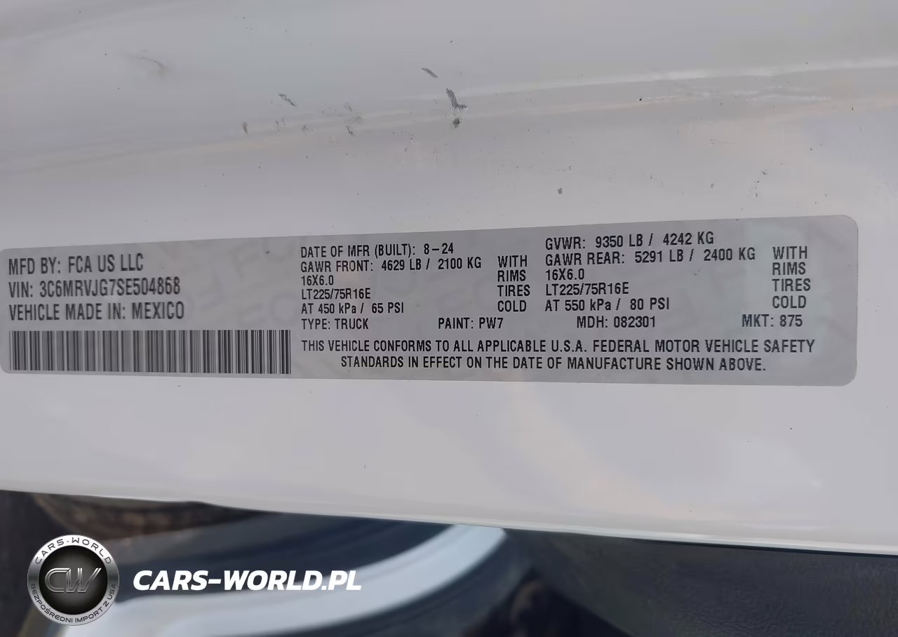 2025 Ram Promaster 3500 Cargo Van Tradesman High Roof 159 Wb Ext VIN:3C6MRVJG7SE504868 - 9