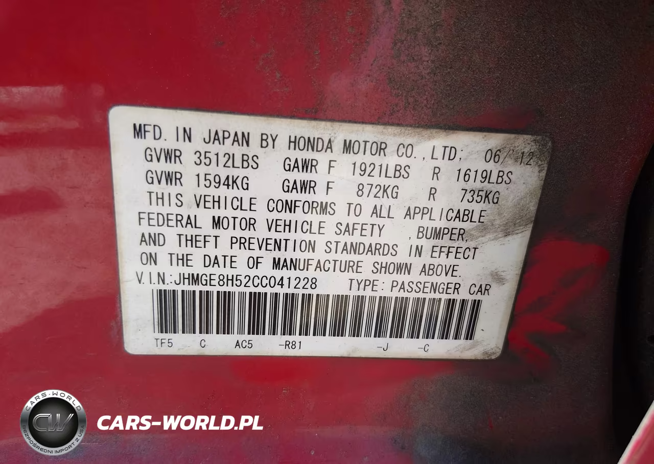 2012 Honda Fit Sport VIN:JHMGE8H52CC041228 - 9
