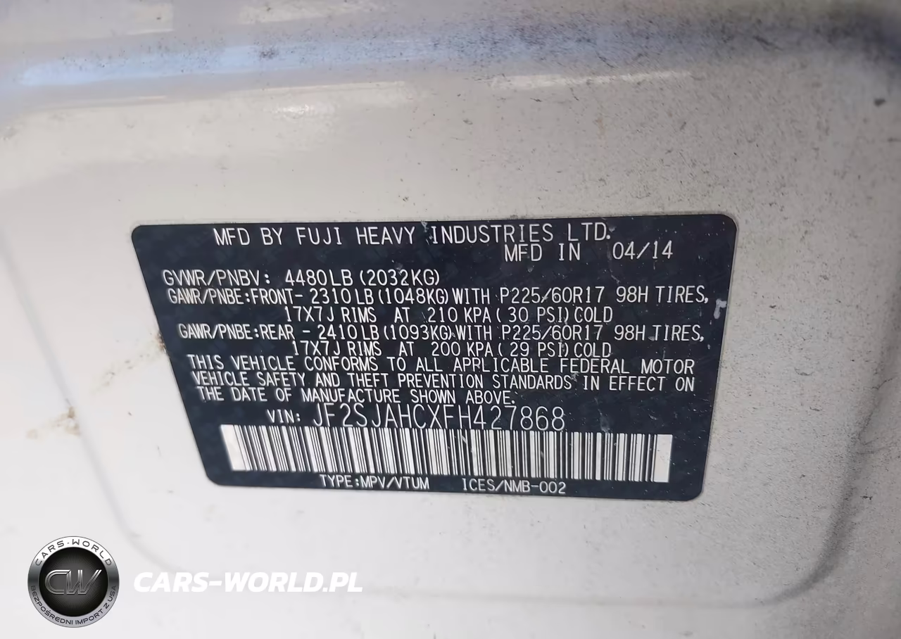 2015 Subaru Forester 2.5I Limited VIN:JF2SJAHCXFH427868 - 9