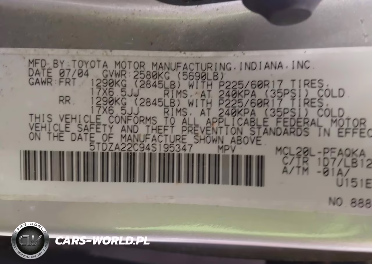 2004 Toyota Sienna Xle VIN:5TDZA22C94S195347 - 9