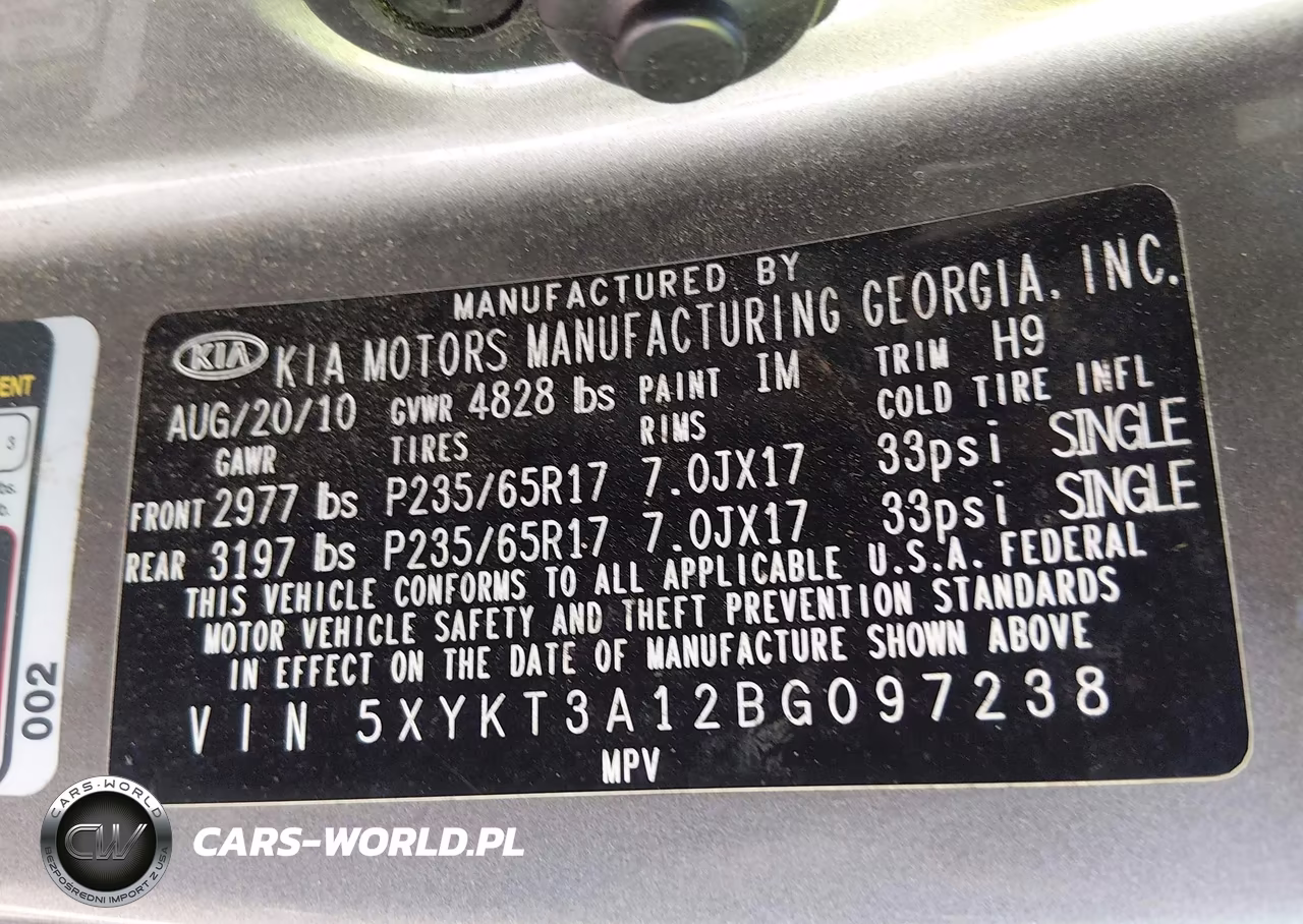 2011 Kia Sorento Lx VIN:5XYKT3A12BG097238 - 9