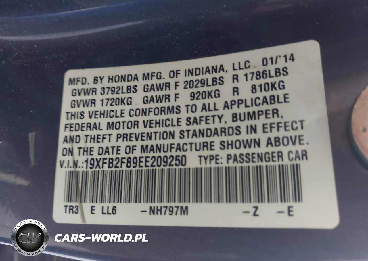 2014 Honda Civic Ex VIN:19XFB2F89EE209250 - 9