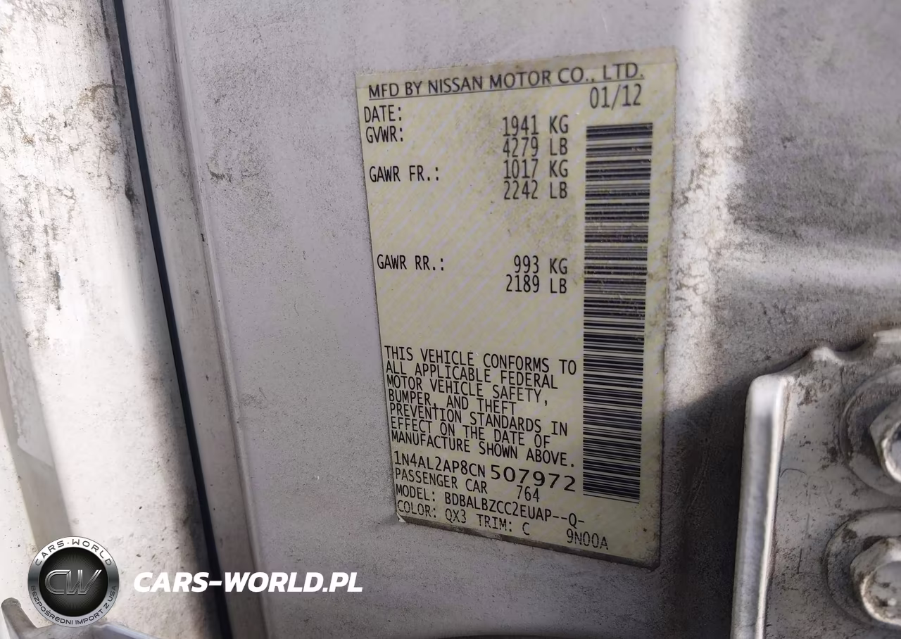 2012 Nissan Altima 2.5 S VIN:1N4AL2AP8CN507972 - 9
