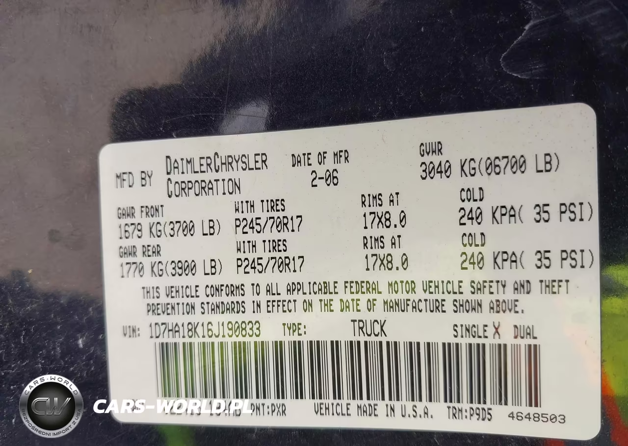 2006 Dodge Ram 1500 St VIN:1D7HA18K16J190833 - 9