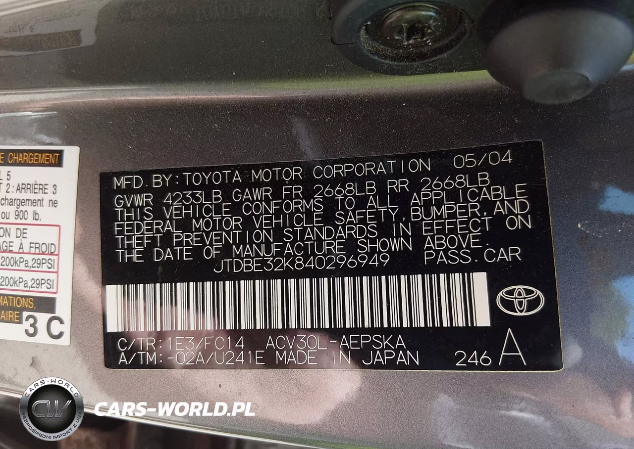 2004 Toyota Camry Se VIN:JTDBE32K840296949 - 9