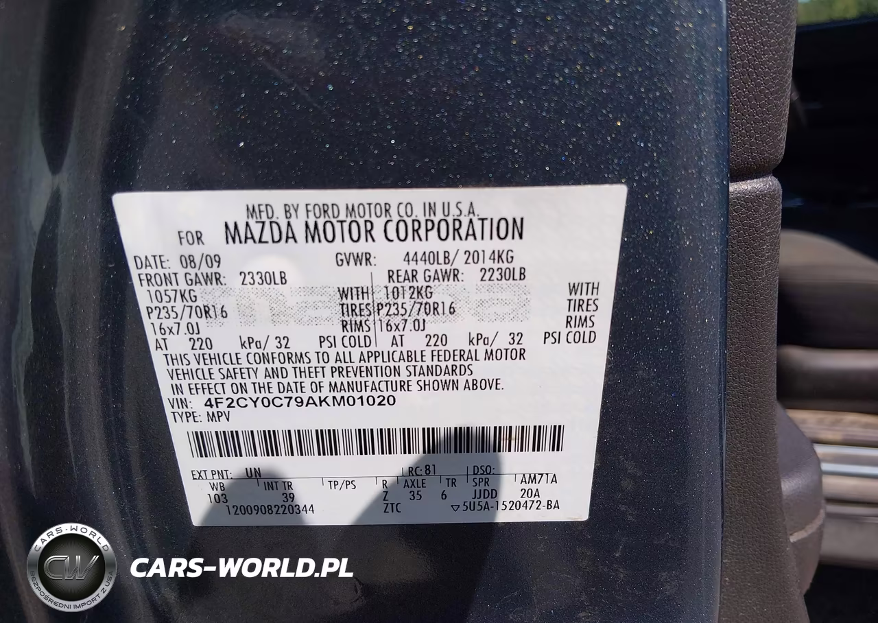 2010 Mazda Tribute I Touring VIN:4F2CY0C79AKM01020 - 9