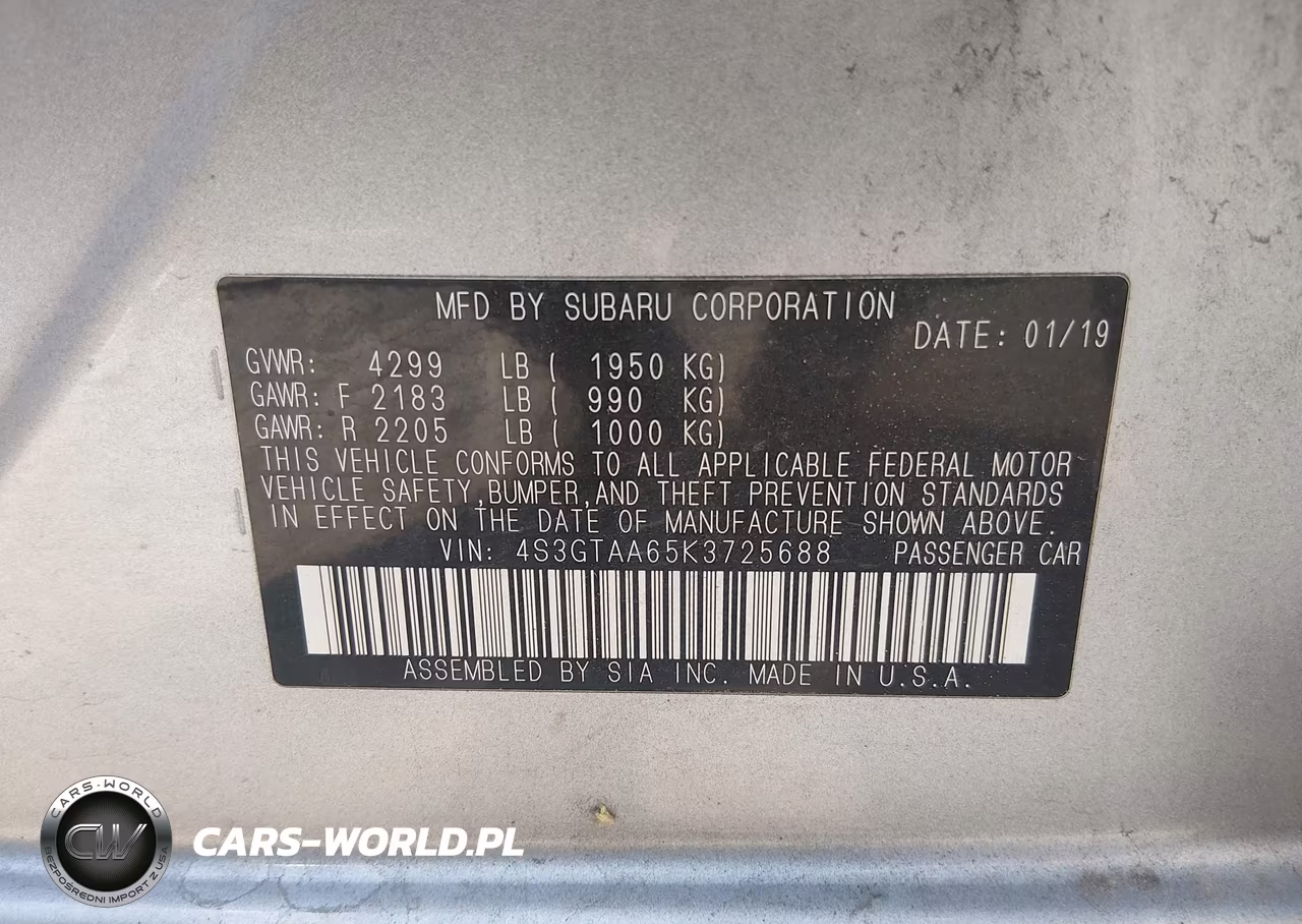 2019 Subaru Impreza VIN:4S3GTAA65K3725688 - 9