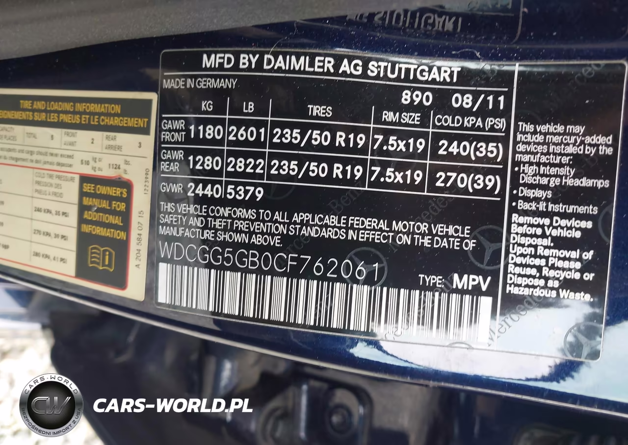 2012 Mercedes-Benz Glk 350 VIN:WDCGG5GB0CF762061 - 9