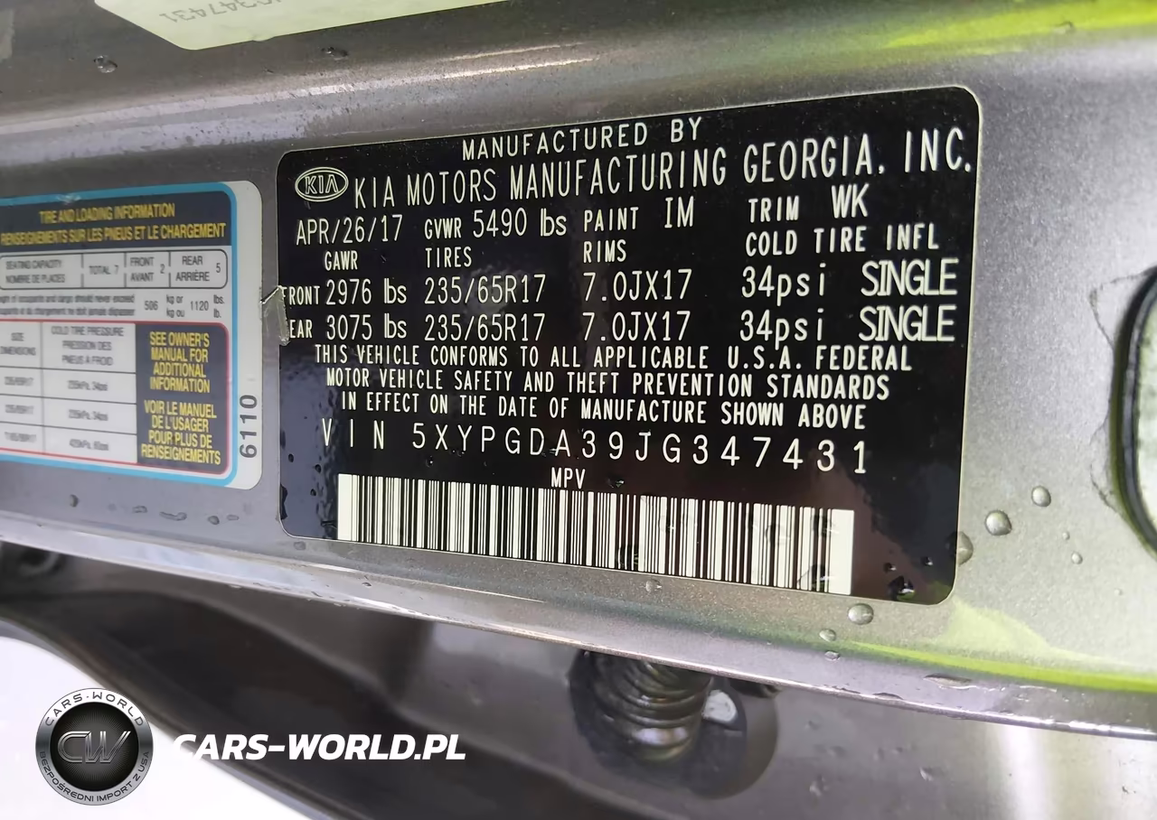 2018 Kia Sorento 2.4L Lx VIN:5XYPGDA39JG347431 - 9