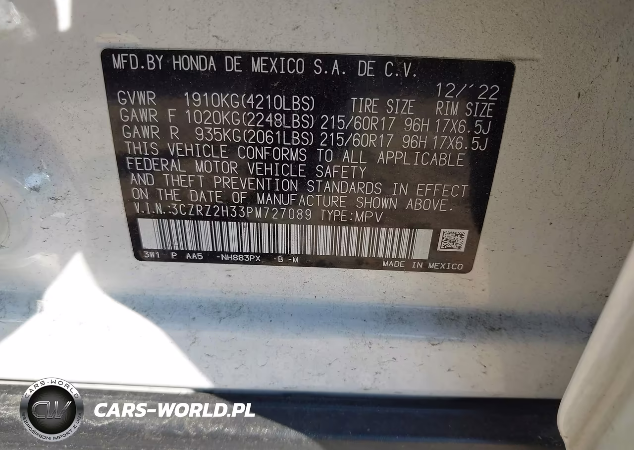 2023 Honda Hr-V Awd Lx VIN:3CZRZ2H33PM727089 - 9