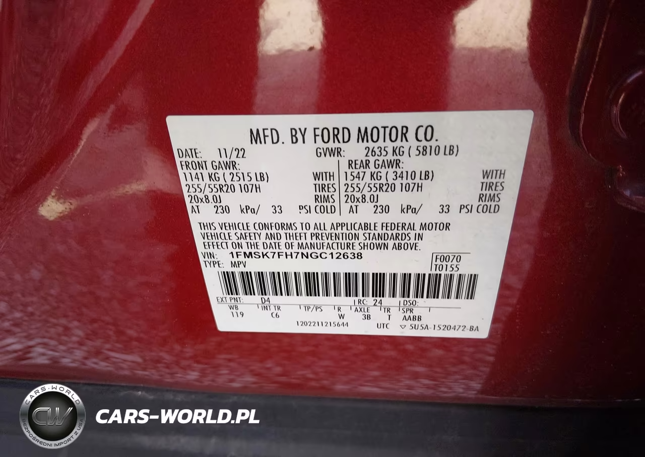 2022 Ford Explorer Limited VIN:1FMSK7FH7NGC12638 - 9