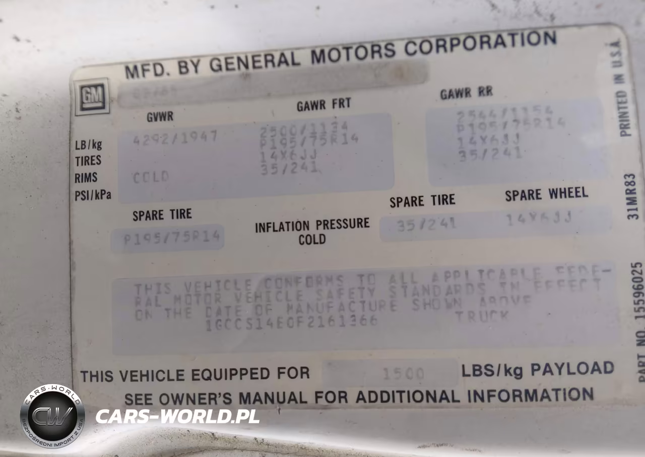 1985 Chevrolet S Truck S10 VIN:1GCCS14E0F2161366 - 9