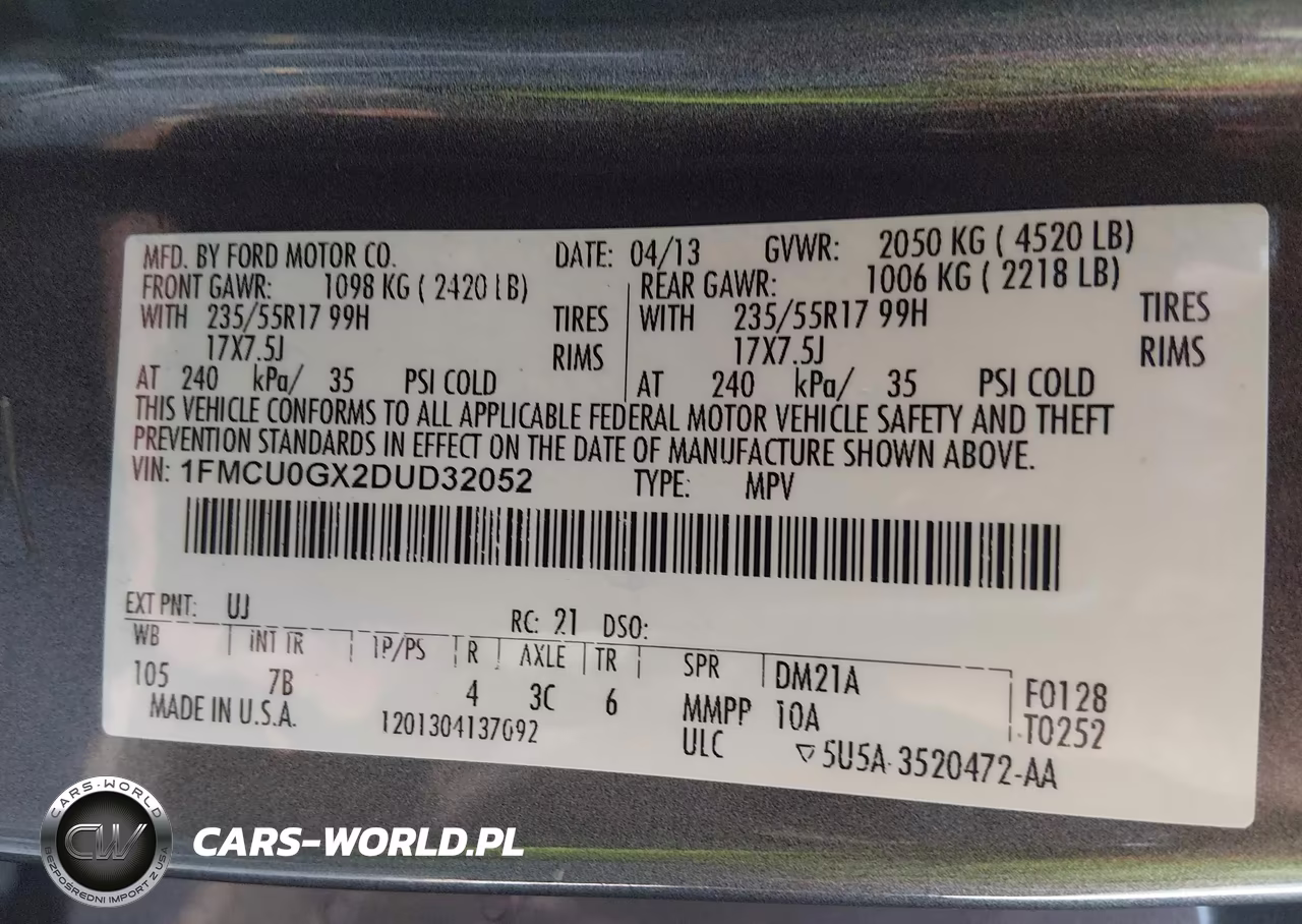 2013 Ford Escape Se VIN:1FMCU0GX2DUD32052 - 9