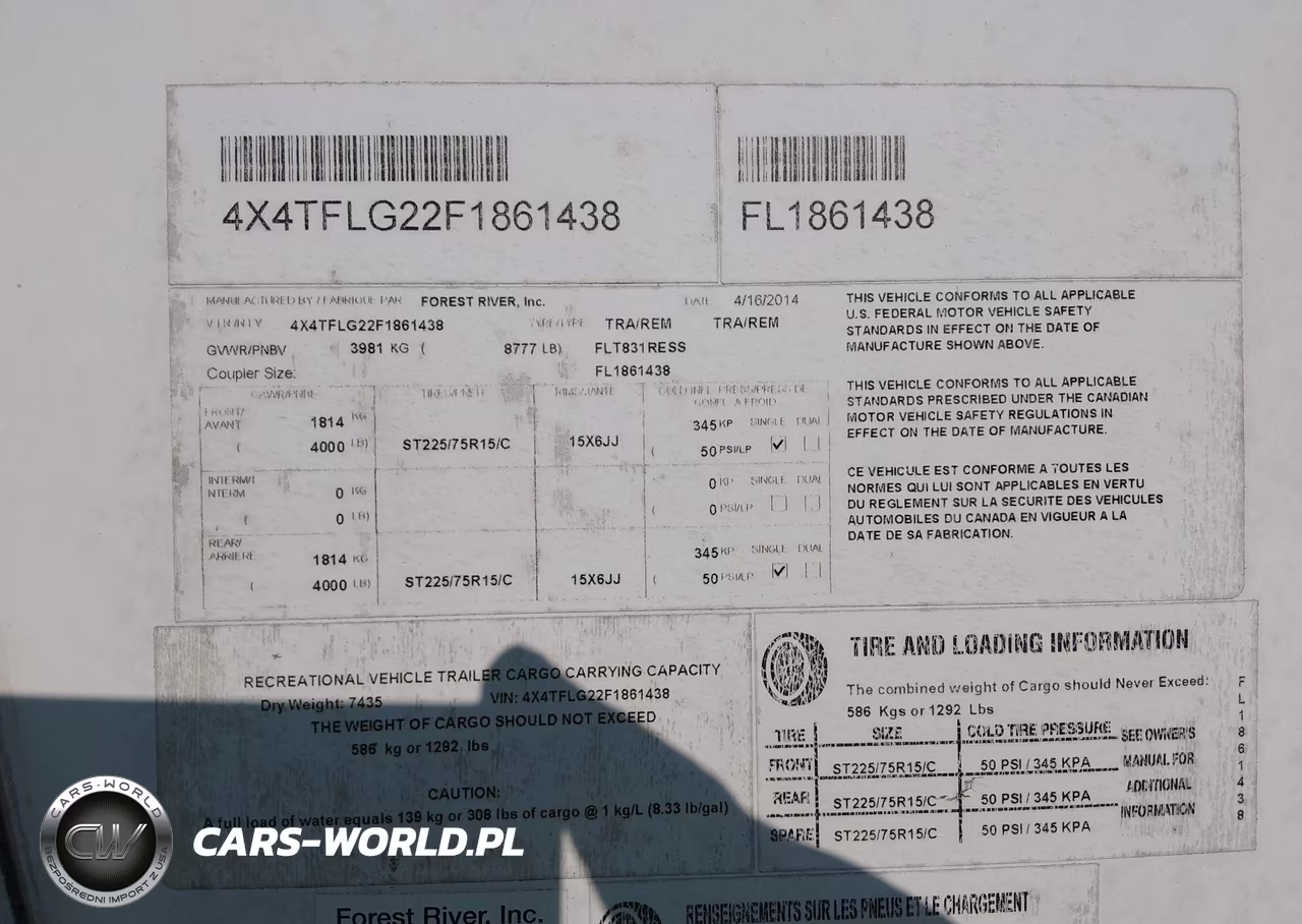 2015 Forest River Travel Trlr VIN:4X4TFLG22F1861438 - 9
