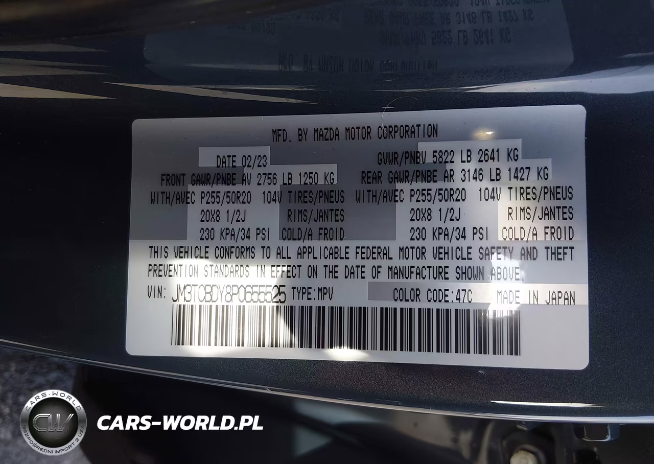 2023 Mazda Cx-9 Carbon Edition VIN:JM3TCBDY8P0655525 - 9